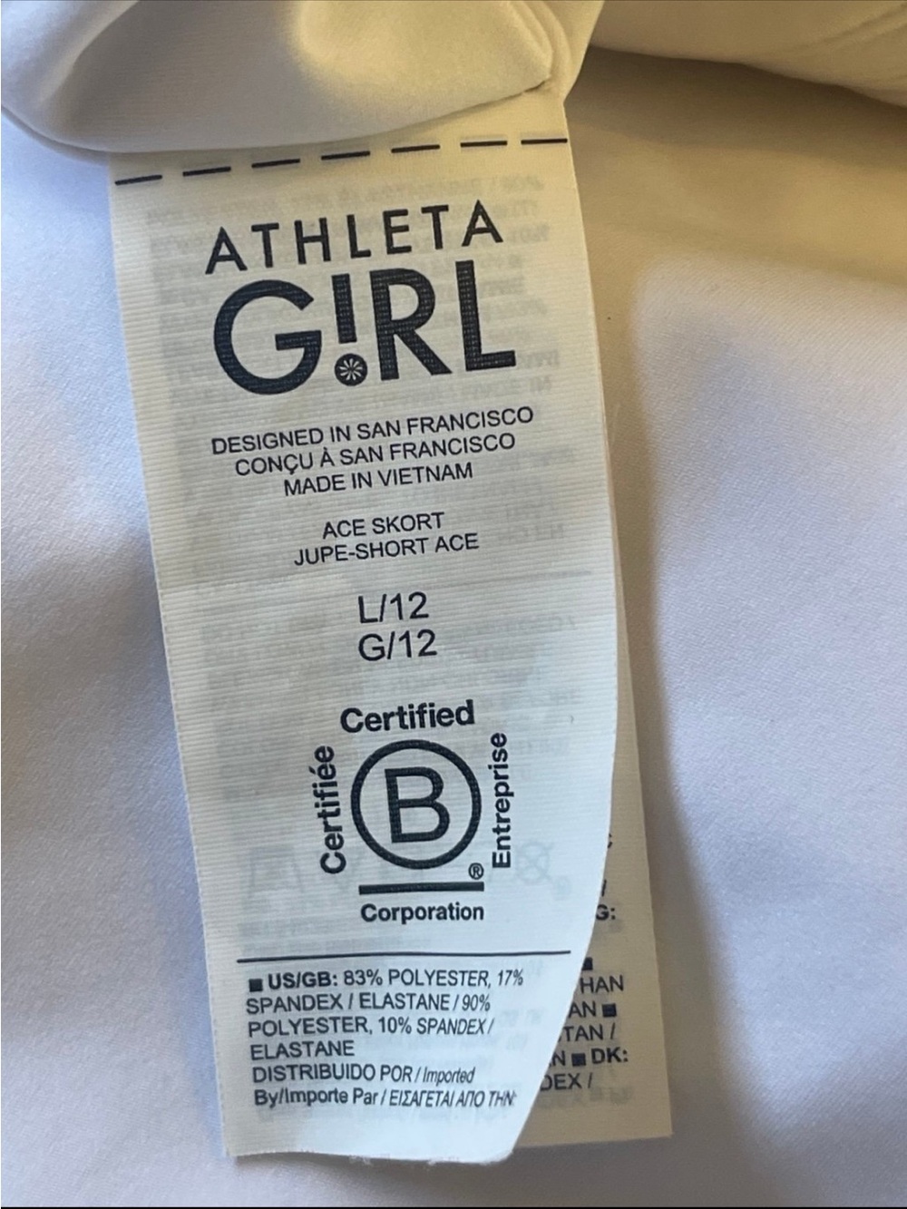 ATHLETA Girl Ace Skort Jupe-Short Ace Sporty
Skort White Size 12 - Picture 8 of 10